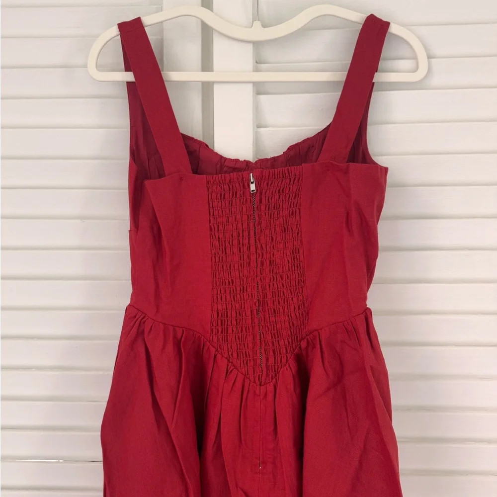 NWOT Reformation Balia Linen Midi / Maxi Dress in Sundried Tomato Red - Picture 12 of 14
